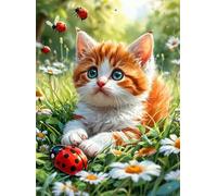 Puzzle 70 pièces Coccinelle du Chat des Champs Puzzles pour Adultes Jeux d'activités Familiales,Puzzle à Faire Soi-même pour Décoration Murale de la Maison
