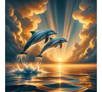 Puzzle 70 pièces,Dauphins du Coucher de Soleil Puzzle Adulte,Divertissement créatif,Puzzles Classiques pour Adultes et Enfants à partir de 14 Ans,Décoration Murale Artistique