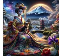 Puzzle 70 pièces,Femmes du Paysage Japonais Puzzle Adulte,Divertissement créatif,Puzzles Classiques pour Adultes et Enfants à partir de 14 Ans,Décoration Murale Artistique