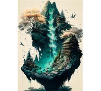 Puzzle 70 pièces Jeux éducatif Défi Jouets Paysage du loft de la Cascade Puzzles Classiques Puzzle DIY Cadeaux de l'art de la Décoration Moderne