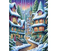 Puzzle 70 pièces Maisons de Campagne d'hiver Puzzles pour Adultes Jeux d'activités Familiales,Puzzle à Faire Soi-même pour Décoration Murale de la Maison