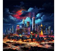 Puzzle 70 pièces,Nuits abstraites de la Ville Puzzle Adulte,Divertissement créatif,Puzzles Classiques pour Adultes et Enfants à partir de 14 Ans,Décoration Murale Artistique