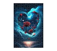 Puzzle 700 Pièces Adultes Bleu Cœur Roses 52x38 cm Jeu Éducatif Impossible Difficile comme Cadeau et Décoration Murale Puzzle Adulte 700 Pieces