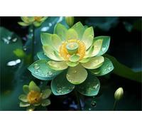 Puzzle 700 Pièces Adultes Lotus Vert, Défis Amusants Parfait pour la Détente Créativité, Puzzle 700 Pieces 52 x 38 cm