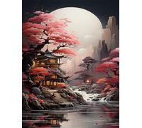 Puzzle 700 Pièces Adultes Rivière Tour Lune 52 x 38 cm Puzzles pour Adultes Activité Ludique et Créative Développe la Patience et la Dextérité Puzzle Adulte 700 Pièces