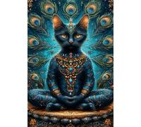 Puzzle 700 Pieces Animal Chat Plumes, Jeux éducatif Défi Jouets Puzzles Classiques, Parfaitement Emboîtable Lettres au Dos, pour Vous Faciliter Le Travail pour Hommes Femmes Plus âgés 52 x 38 cm