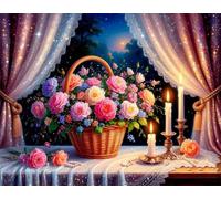 Puzzle 700 pièces Jeux éducatif Défi Jouets Bougeoir en Forme de Panier de Fleurs Puzzles Classiques Puzzle DIY Cadeaux de l'art de la Décoration Moderne