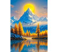 Puzzle 700 Pieces Lune Montagne Lac, Jeux éducatif Défi Jouets Puzzles Classiques, Parfaitement Emboîtable Lettres au Dos, pour Vous Faciliter Le Travail pour Hommes Femmes Plus âgés 52 x 38 cm
