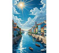 Puzzle 700 Pieces Villes Rivières Bateaux, Jeux éducatif Défi Jouets Puzzles Classiques, Parfaitement Emboîtable Lettres au Dos, pour Vous Faciliter Le Travail pour Hommes Femmes Plus âgés 52 x 38 cm