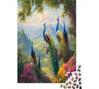 Puzzle 70x50cm/1000pcs pour Adultes A Group of Beautiful Paons,pour Femmes Et Hommes,Planche en Bois,Verrouillage De Précision