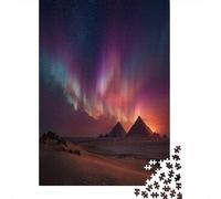 Puzzle 70x50cm/1000pcs pour Adultes Aurores boréales in The Desert,pour Femmes Et Hommes,Planche en Bois,Verrouillage De Précision Pyramides