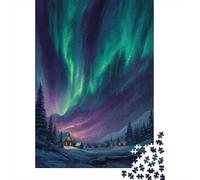 Puzzle 70x50cm/1000pcs pour Adultes Aurores boréales,pour Femmes Et Hommes,Planche en Bois,Verrouillage De Précision