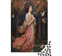 Puzzle 70x50cm/1000pcs pour Adultes Belle Femme,pour Femmes Et Hommes,Planche en Bois,Verrouillage De Précision Vol d'oiseaux forestiers