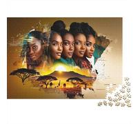 Puzzle 70x50cm/1000pcs pour Adultes Femmes africaines,pour Femmes Et Hommes,Planche en Bois,Verrouillage De Précision Savane Africaine Wild Animals