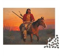 Puzzle 70x50cm/1000pcs pour Adultes Guerrier Apache,pour Femmes Et Hommes,Planche en Bois,Verrouillage De Précision Début du XIXe siècle