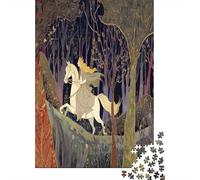 Puzzle 70x50cm/1000pcs pour Adultes Illustration médiévale,pour Femmes Et Hommes,Planche en Bois,Verrouillage De Précision Princess Riding A Cheval in The Forest