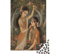 Puzzle 70x50cm/1000pcs pour Adultes Jeune Fille Indienne,pour Femmes Et Hommes,Planche en Bois,Verrouillage De Précision Fleurs de la forêt