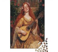 Puzzle 70x50cm/1000pcs pour Adultes La Femme Gracieuse Joue du Pipa,pour Femmes Et Hommes,Planche en Bois,Verrouillage De Précision Rosier