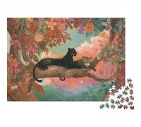 Puzzle 70x50cm/1000pcs pour Adultes Léopards et Jaguars,pour Femmes Et Hommes,Planche en Bois,Verrouillage De Précision Magnifiques cimes d'arbres