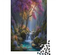 Puzzle 70x50cm/1000pcs pour Adultes Magnifique Cascade à la manière d'Escher,pour Femmes Et Hommes,Planche en Bois,Verrouillage De Précision