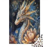Puzzle 70x50cm/1000pcs pour Adultes Magnifique Dragon féerique Extraterrestre,pour Femmes Et Hommes,Planche en Bois,Verrouillage De Précision Lotus de géométrie sacrée