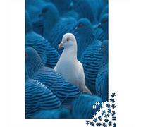 Puzzle 70x50cm/1000pcs pour Adultes Pigeon Blanc,pour Femmes Et Hommes,Planche en Bois,Verrouillage De Précision Pigeon Bleu sur Un Passage piéton