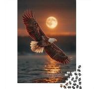 Puzzle 70x50cm/1000pcs pour Adultes Pygargue à tête Blanche planant au-Dessus de l'océan,pour Femmes Et Hommes,Planche en Bois,Verrouillage De Précision