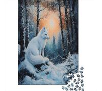 Puzzle 70x50cm/1000pcs pour Adultes Renard Arctique,pour Femmes Et Hommes,Planche en Bois,Verrouillage De Précision Forêt enneigée Magique