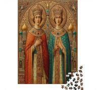 Puzzle 70x50cm/1000pcs pour Adultes Russian-Style Portraits of Saints,pour Femmes Et Hommes,Planche en Bois,Verrouillage De Précision