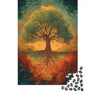Puzzle 70x50cm/1000pcs pour Adultes The Roots of The Arbre de Vie Go Deep Into The Earth,pour Femmes Et Hommes,Planche en Bois,Verrouillage De Précision