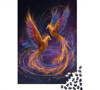 Puzzle 70x50cm/1000pcs pour Adultes Two Phénixes, Background of Cosmic Twilight,pour Femmes Et Hommes,Planche en Bois,Verrouillage De Précision