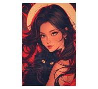 Puzzle 75x50cm/1000pcs Black Cat Magic Artwork Puzzles pour Adolescents : Jeux Pratiques D'analyse Et De Logique, Parfaits comme Cadeaux pour Toute La Famille 75x50cm/1000pcs