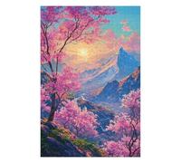 Puzzle 75x50cm/1000pcs Cherry Blossom Valley Sunset Puzzles pour Adultes, Jouets, Décoration Murale, Cadeaux pour Femmes, Cadeaux Uniques pour Un Anniversaire Et Noël 75x50cm/1000pcs