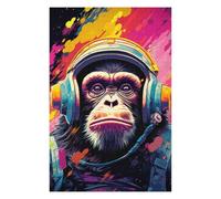 Puzzle 75x50cm/1000pcs Chimpanzee Astronaut Art Print Puzzles pour Adultes, Jouets, Décoration Murale, Cadeaux pour Femmes, Cadeaux Uniques pour Un Anniversaire Et Noël 75x50cm/1000pcs