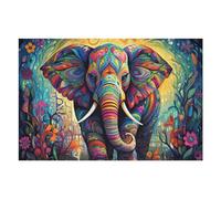 Puzzle 75x50cm/1000pcs Colorful Elephant in Fantasy Forest Puzzle Anti-Stress, Jouet Amusant Et Humoristique, Idéal en Cadeau pour Toute La Famille 75x50cm/1000pcs