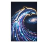 Puzzle 75x50cm/1000pcs Cosmic Dolphin Wave Puzzles pour Adultes, Jouets, Décoration Murale, Cadeaux pour Femmes, Cadeaux Uniques pour Un Anniversaire Et Noël 75x50cm/1000pcs