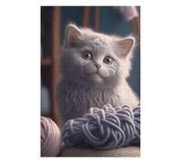 Puzzle 75x50cm/1000pcs Curious Kitten with Yarn Puzzles pour Adultes, Jeux De Famille, Assemblage De Motifs, Idéal comme Cadeau pour Toute La Famille 75x50cm/1000pcs