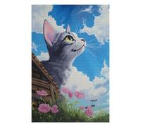 Puzzle 75x50cm/1000pcs Cute Cat Look at The Sky Puzzles pour Adultes, Jeux De Famille, Assemblage De Motifs, Idéal comme Cadeau pour Toute La Famille 75x50cm/1000pcs