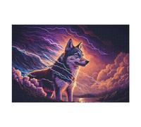 Puzzle 75x50cm/1000pcs Electric Wolf Storm Art Puzzles pour Adolescents : Jeux Pratiques D'analyse Et De Logique, Parfaits comme Cadeaux pour Toute La Famille 75x50cm/1000pcs