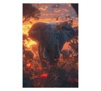 Puzzle 75x50cm/1000pcs Elephants Savanna Sunset Puzzles pour Adultes, Jeux De Famille, Assemblage De Motifs, Idéal comme Cadeau pour Toute La Famille 75x50cm/1000pcs