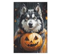 Puzzle 75x50cm/1000pcs Halloween Wolf with Jack-o'-Lantern Puzzles pour Adultes, Jouets, Décoration Murale, Cadeaux pour Femmes, Cadeaux Uniques pour Un Anniversaire Et Noël 75x50cm/1000pcs