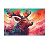 Puzzle 75x50cm/1000pcs Magical Deer in Fiery Landscape Puzzle Anti-Stress, Jouet Amusant Et Humoristique, Idéal en Cadeau pour Toute La Famille 75x50cm/1000pcs