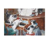 Puzzle 75x50cm/1000pcs Oil Painting Piano Cat Puzzles pour Adultes, Jouets, Décoration Murale, Cadeaux pour Femmes, Cadeaux Uniques pour Un Anniversaire Et Noël 75x50cm/1000pcs