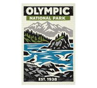 Puzzle 75x50cm/1000pcs Olympic National Park Vintage Poster Puzzles pour Adultes, Jouets, Décoration Murale, Cadeaux pour Femmes, Cadeaux Uniques pour Un Anniversaire Et Noël 75x50cm/1000pcs