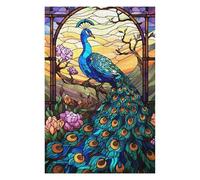 Puzzle 75x50cm/1000pcs Peacock Stained Glass Puzzles pour Adultes, Jeux De Famille, Assemblage De Motifs, Idéal comme Cadeau pour Toute La Famille 75x50cm/1000pcs