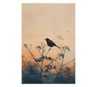 Puzzle 75x50cm/1000pcs pour Adolescentes Black Bird on Branch Silhouette Art Puzzles pour Adolescentes - Jeux Relaxants pour Toute La Famille - Anniversaire, Noël 75x50cm/1000pcs