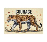 Puzzle 75x50cm/1000pcs pour Adolescentes Courage Leopard Illustration Puzzles pour Adultes Jeu Manuel Cadeaux pour Femmes pour Anniversaire, Noël 75x50cm/1000pcs