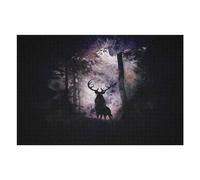 Puzzle 75x50cm/1000pcs pour Adolescentes Enchanted Forest with Stag Silhouette Jeux De Puzzle Relaxants, Amusants Et Humoristiques, Difficiles Et Stimulants 75x50cm/1000pcs