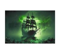 Puzzle 75x50cm/1000pcs pour Adolescentes Ghost Ship in Mystic Green Fog Jeux De Puzzle Relaxants, Amusants Et Humoristiques, Difficiles Et Stimulants 75x50cm/1000pcs