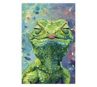 Puzzle 75x50cm/1000pcs pour Adolescentes Green Lizard Oil Painting Puzzles pour Adolescentes - Jeux Relaxants pour Toute La Famille - Anniversaire, Noël 75x50cm/1000pcs